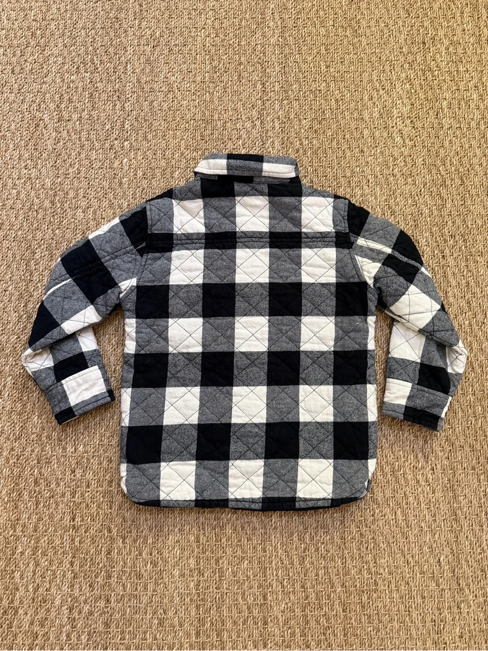 Gap Kids Buffalo Plaid Shirt Jacket Black and White Snap Up Size Small (6-7)